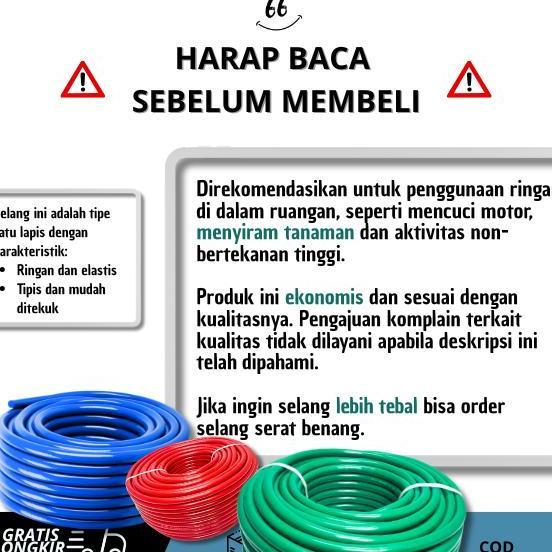 Selang Air Elastis Pvc 2030 Meter 12 58 34 Inch 1 Roll Selang Air Elastis Fleksibel Terlaris
