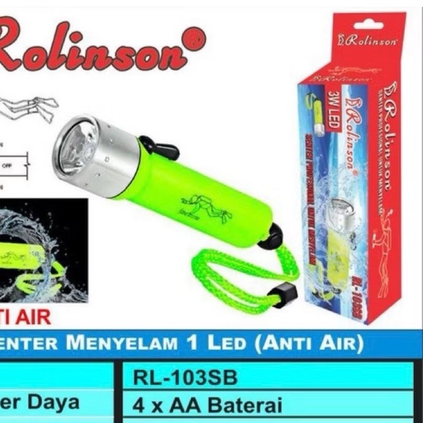 Senter Selam Anti Air Senter Led Diving Flash Rolinson RL-103SB Waterproof