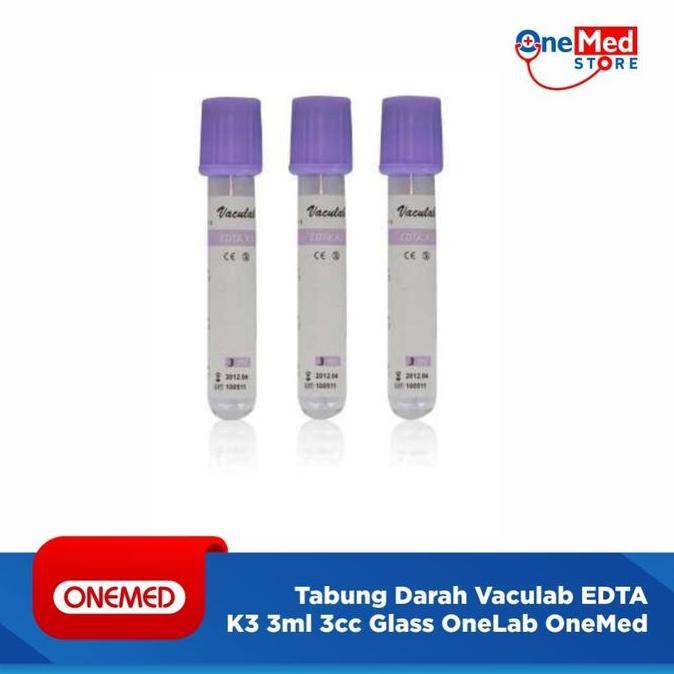 Onelab - Tabung Darah Vaculab Edta K3 3Ml 3Cc Glass Onemed