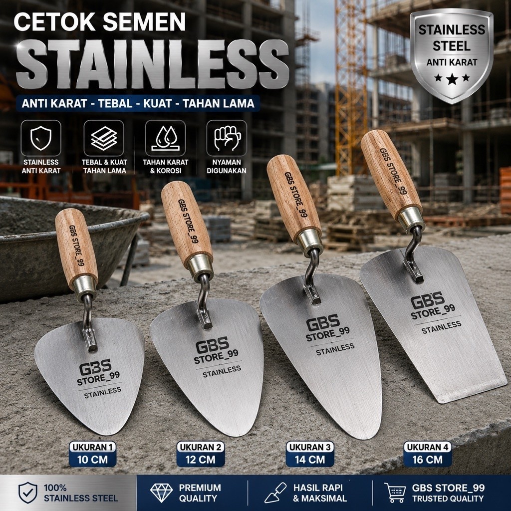 Cetok semen Stainless Cetok pasir semen Bangunan