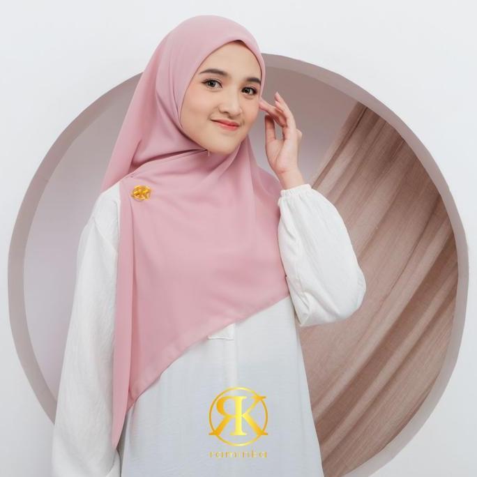 Raminka Hijab Fatimah Ukuran Sedang Krudung Segi Empat Instan Zipper 2 Layer Bahan Ceruty BabyDoll U