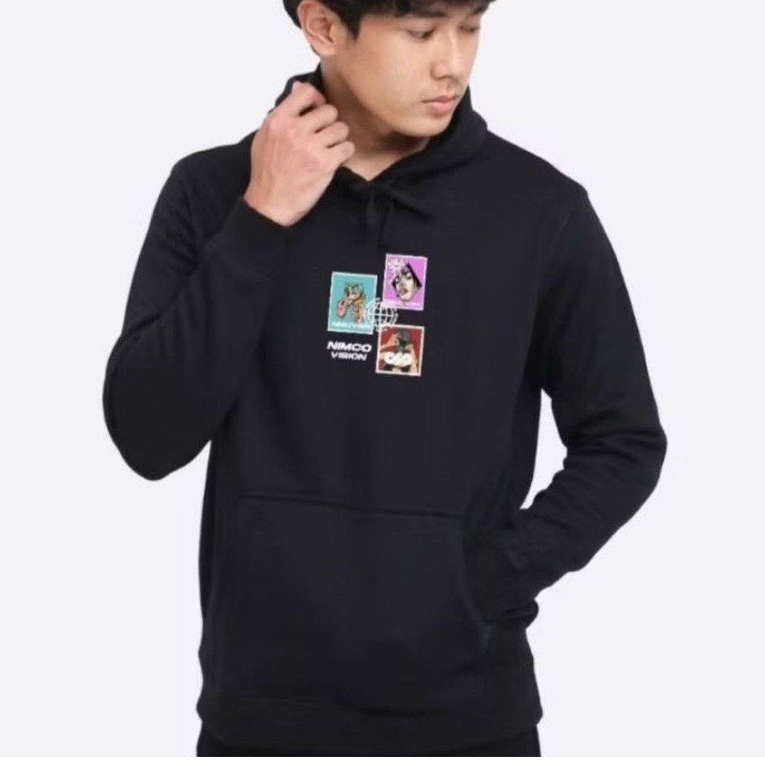 NIMCO Sweater Hoodie Black Picture Print Logo