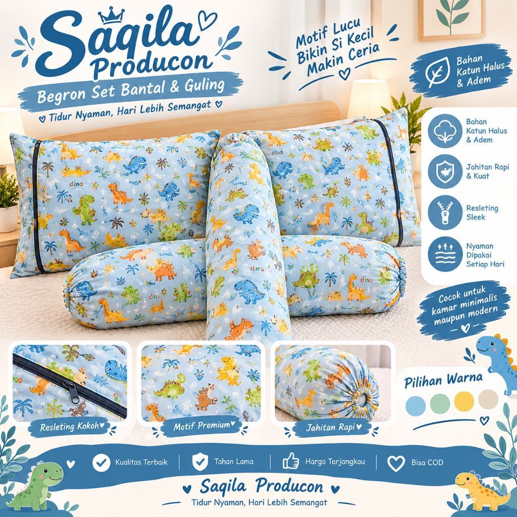 Set Kasur Bayi Kelambu dengan Bantal Guling - Nyaman, Motif Bolak-Balik,