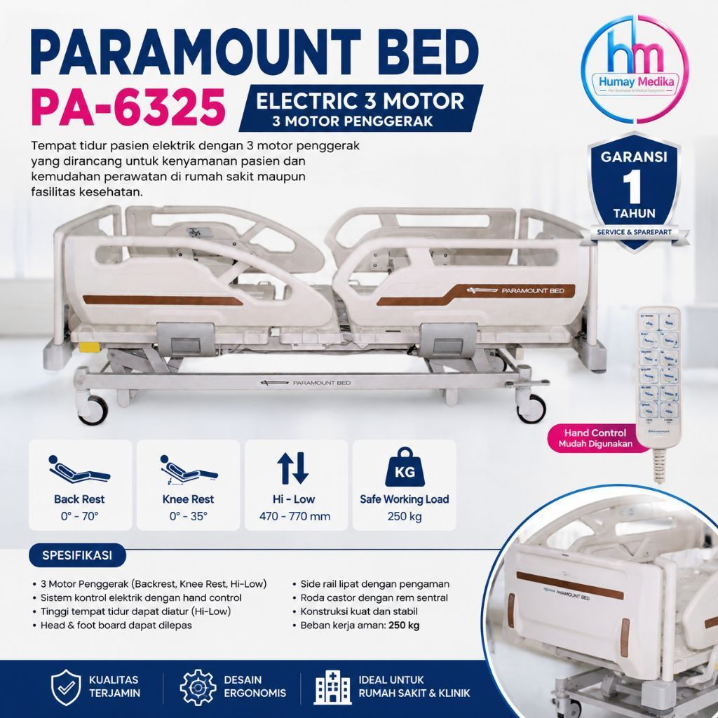 Paramount Bed PA-6325 Electric 3 Motor | Tempat Tidur Pasien Elektrik 3 Motor Rumah Sakit Klinik