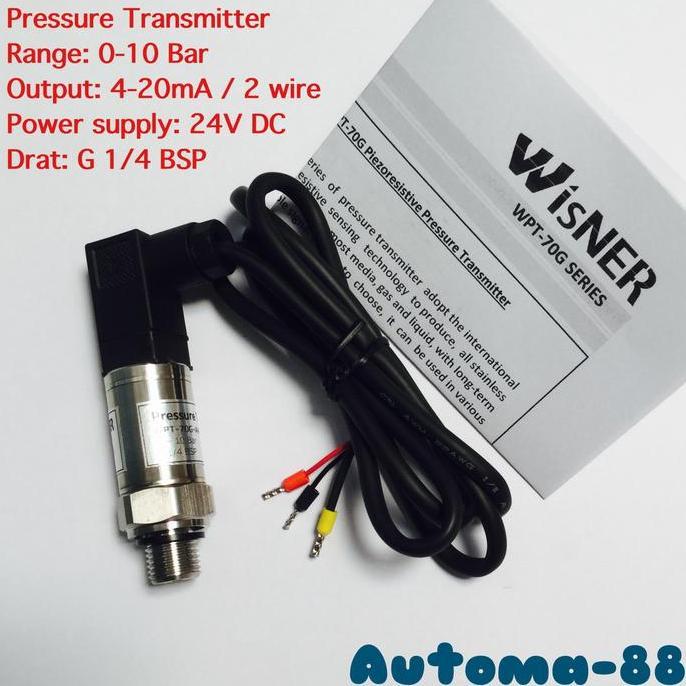 WISNER WPT-70G-A4G4 PRESSURE TRANSMITTER 0-10BAR 4-20MA G 1/4 BSP AUTO