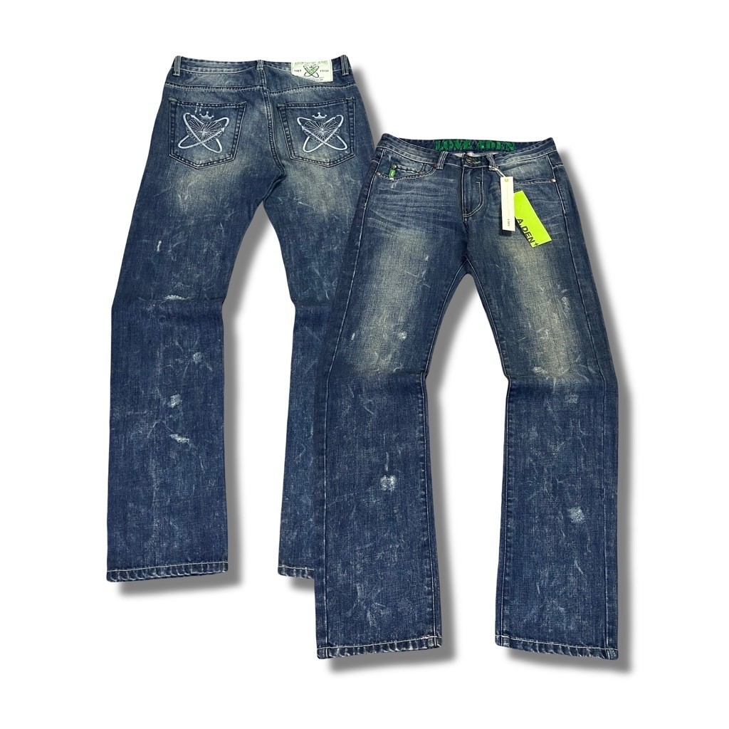 A.DEN+ Distressed Faded Denim Slim Straight Fit | Celana Jeans Second Branded Original BNWT