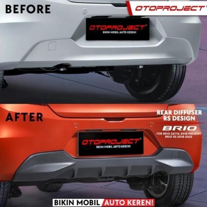 Otoproject Rear Diffuser Bumper Belakang RS Desn untuk All New Brio Satya 2018-2026 Warna Matte Blac