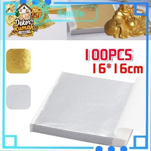 1616cm Gold Foil / Foil Emas Imitasi Emas / Kertas Foil Silver 100PCS