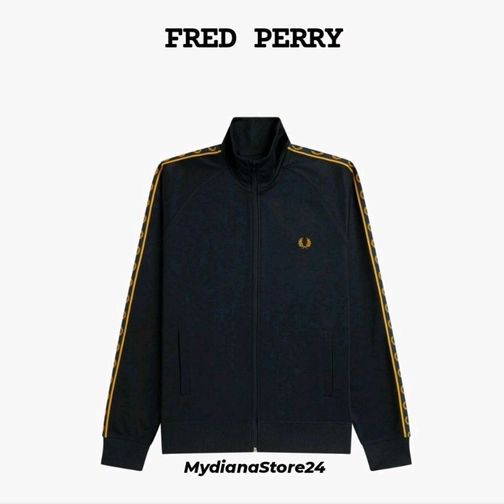 FRED PERRY - FRED PERRY CONTRAST TAPE TRACK JACKET - NAVY