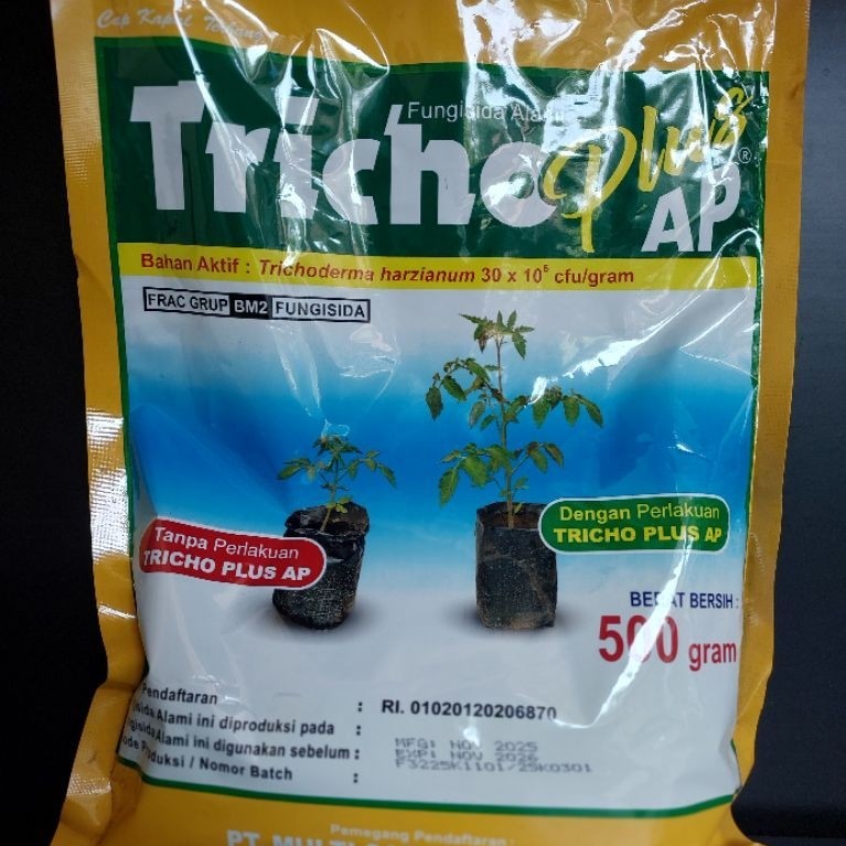 Tricho Plus AP Fungisida Alam Bahan Aktif Trichoderma harzianum 500 gram untuk tanaman
