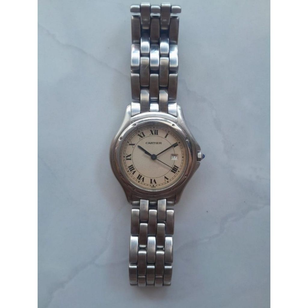 CARTIER COUGAR WHITE DIAL STAINLESS STEEL WATCH