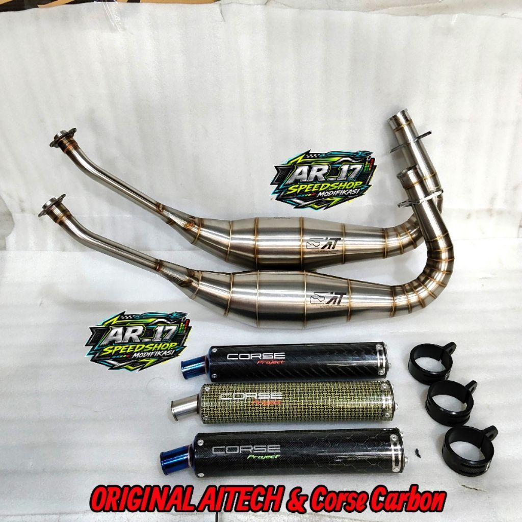 Knalpot Racing AITECH ORIGINAL FULSET Yamaha RX King RX K / S Special Cobra+Ailincer Corse Carbon  S