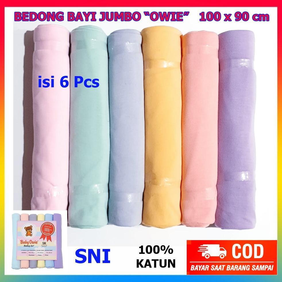 6 Pcs Bedong Bayi Murah Jumbo 100 x 90 cm Kain Bedongan Baby OWIE Katun 100% SNI Halus Lembut DISKON