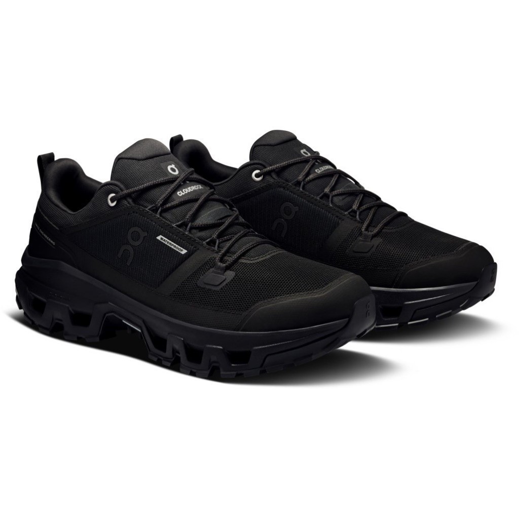 On Cloudrock Low Waterproof Hiking Shoes Men - Black | Black