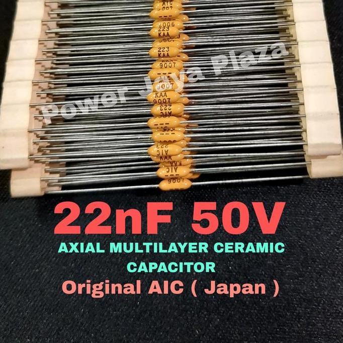 22N 22NF 50V AXIAL MULTILAYER CERAMIC CAPACITOR ORIGINAL AIC JAPAN PJP79