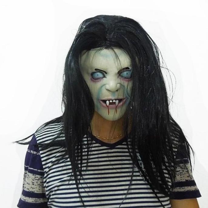 Topeng Nenek Sihir Mak Lampir Taring Latex Wig Seram Halloween