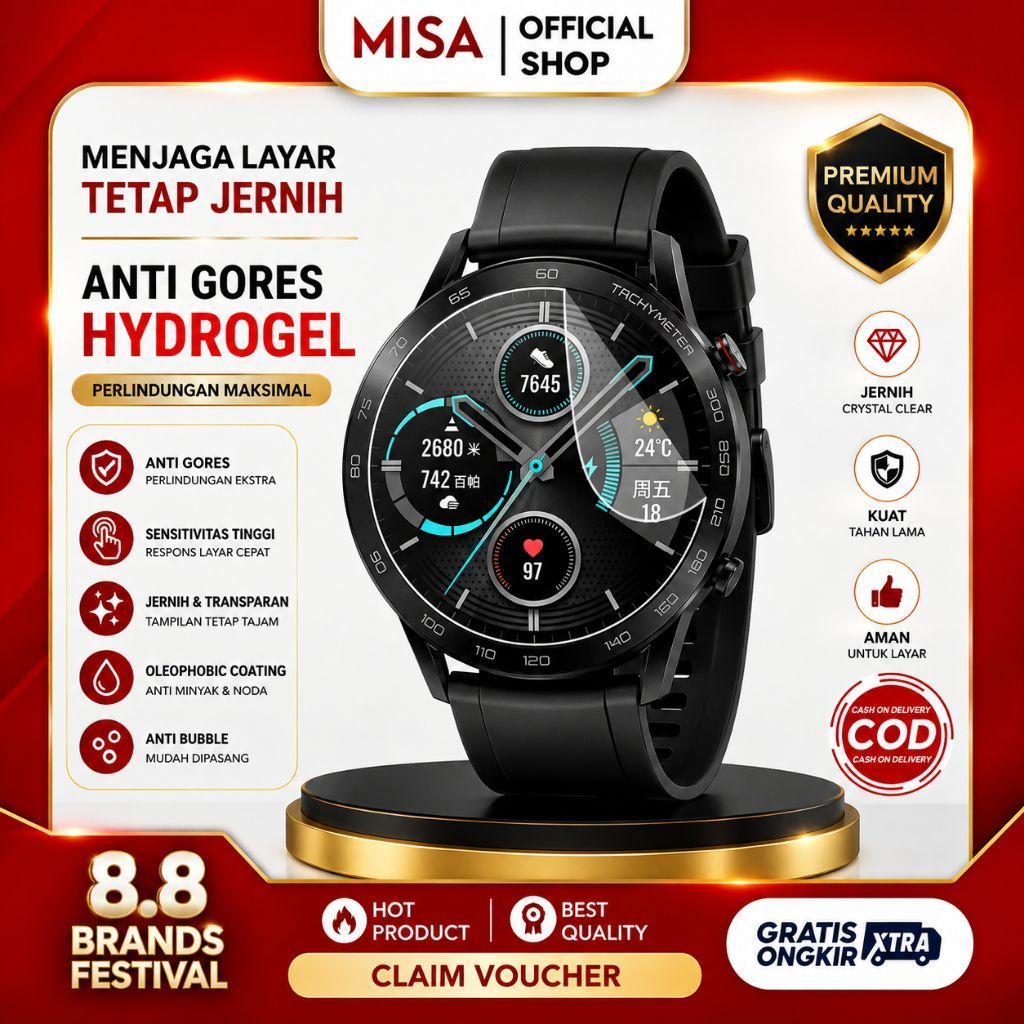 Anti Gores Aolon GTR | GTR 3 | GTR Ultra | Hydrogell Not Tempered Glass Full Screen HD Smartwatch Ao