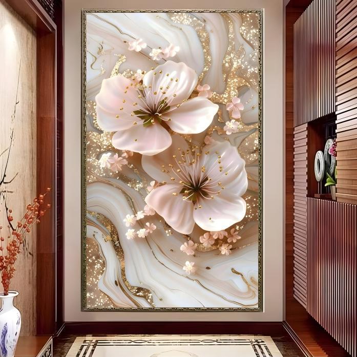 CETAK Wallpaper Stiker Bunga 3d, Wallpaper Dinding Bunga Mawar Terlaris, Wallpaper 3d murah