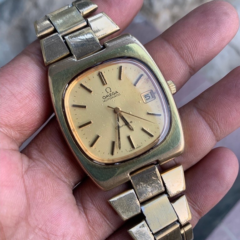 Omega geneve TV dial gold plated vintage 1970’s jam tangan pria original preloved/second/bekas