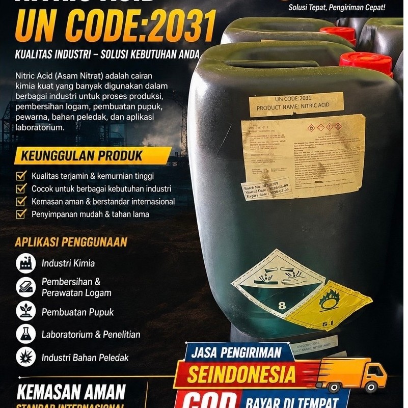 35 Kg Asam Nitrat HNO3 68% - Kadar Tinggi untuk Pemurnian Logam