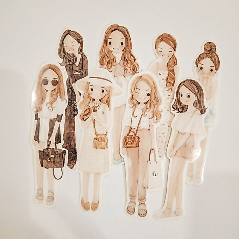 (DSP) 8 PCS STICKER BIG AESTHETIC/ GIRL STICKER LUCU/CUTE GIRL STICKER/STICKER JURNAL BIG GIRL