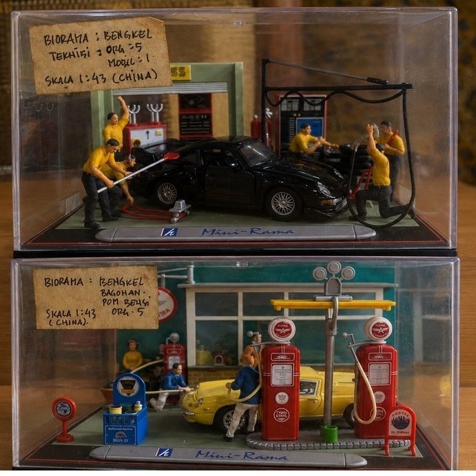 DIORAMA BENGKEL MOBIL & SPBU VINTAGE