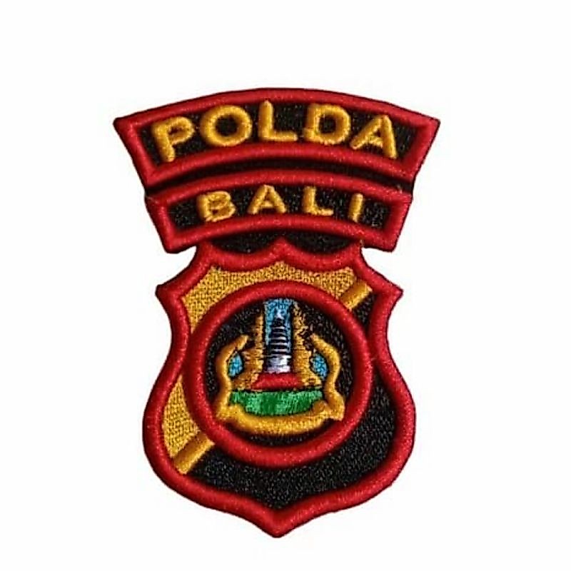 Bordir Polda Bali timbul, atribut bordir logo Polda bali