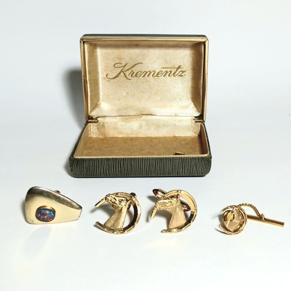KREMENTZ CUFFLINKS HORSE Vintage th 1940an museum collector