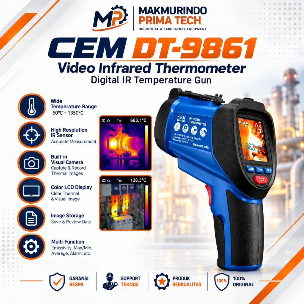 CEM DT-9861 Video Infrared Thermometer Digital IR Temperature Gun Kamera Termometer Inframerah Non C