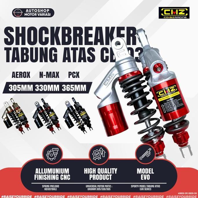 Terbaruuu Shockbreaker Motor Matic Dual Shock Cmz Racing Cb-035 Evo Tabung Atas Adjustable Aerox Nma