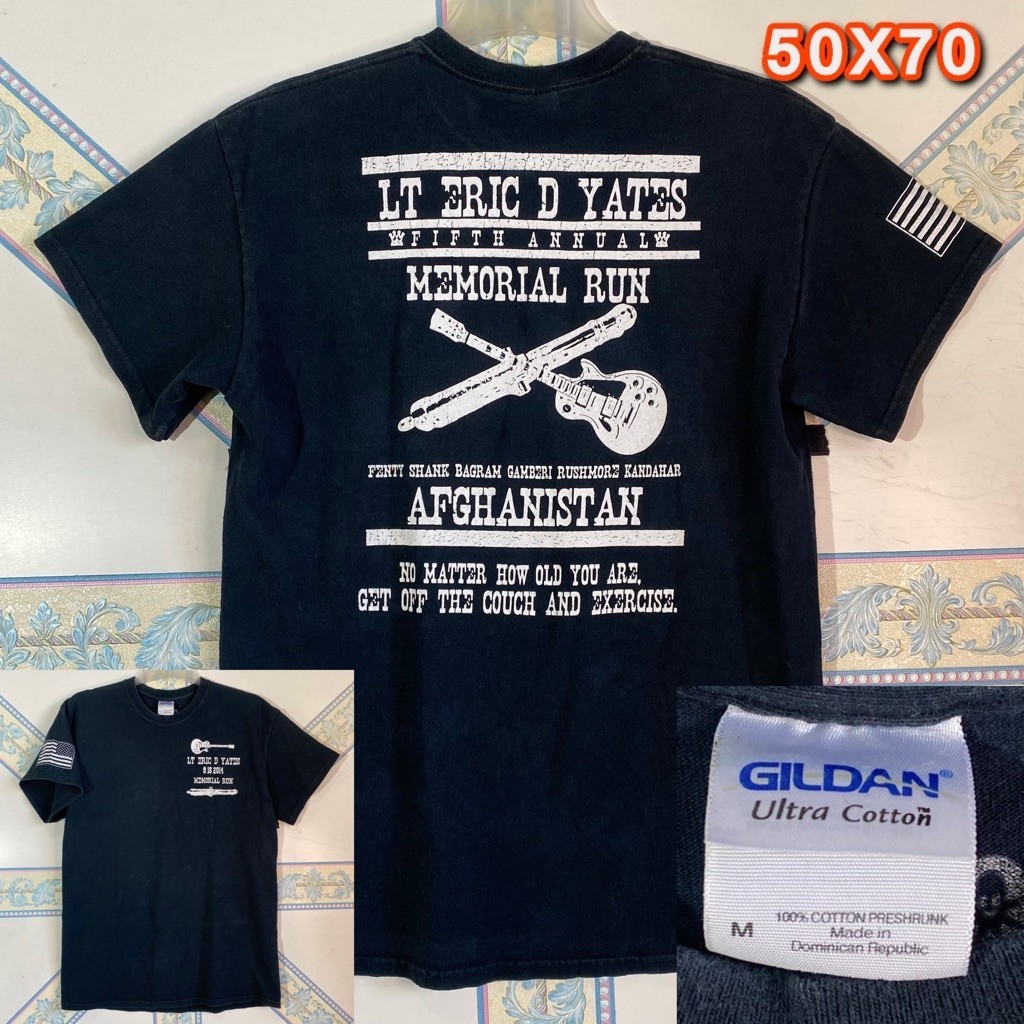 Kaos second Gildan Ultra Cotton original grafis army - gitar Size M