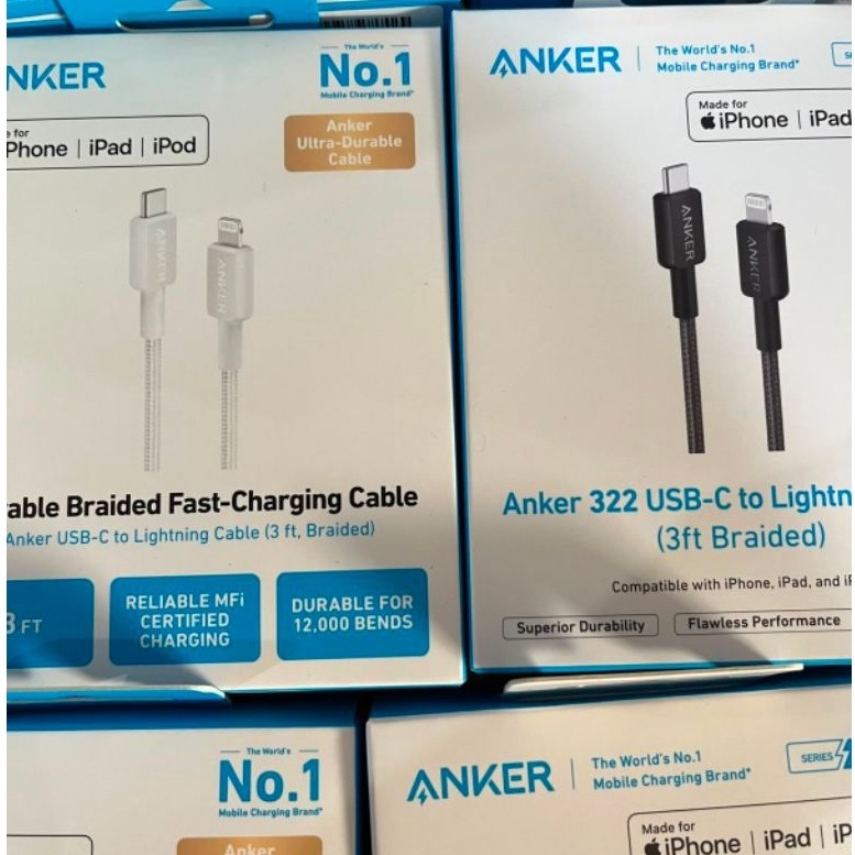 Anker 322 Kabel Charger USB-C to Lightning iphone 3FT Fast Charging