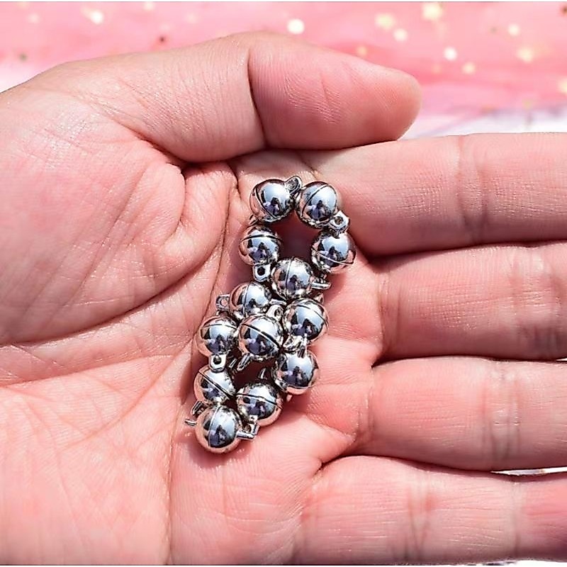 SEPASANG MAGNET MAGNET BULAT SILVER 8MM BAHAN GELANG MAGNET Kraft_acc