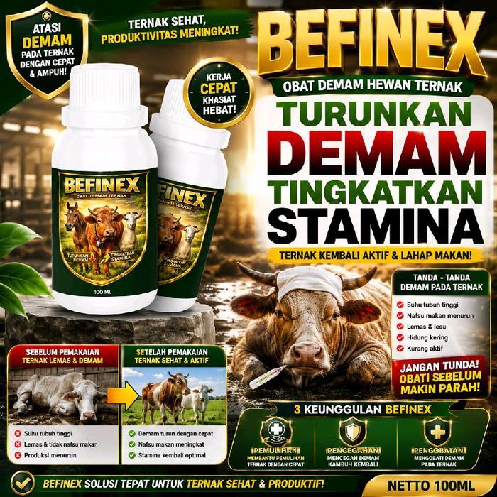 BEFINEX 100ML -Obat Demam Hewan Ternak Obat Panas Sapi, Kambing, Domba