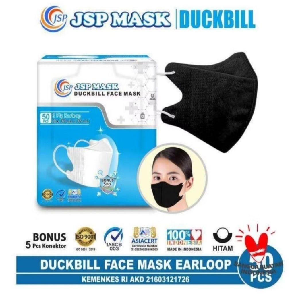 Masker Duckbill JSP Mask HITAM 10 Pcs