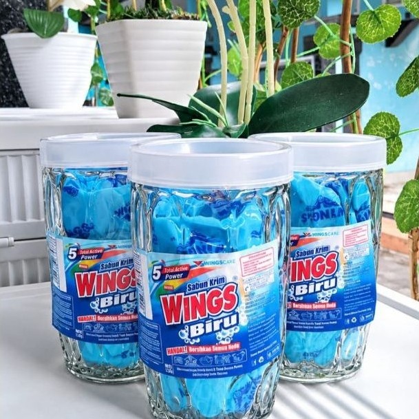 Sabun Colek Wings Biru Kemasan Gelas 332 Gram - Praktis, Higienis, Mudah Digunakan