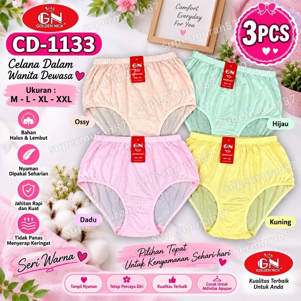 [ 3 PCS ] Celana Dalam Golden Nick 1133 | CD Golden Nick 1133 Karet Besar