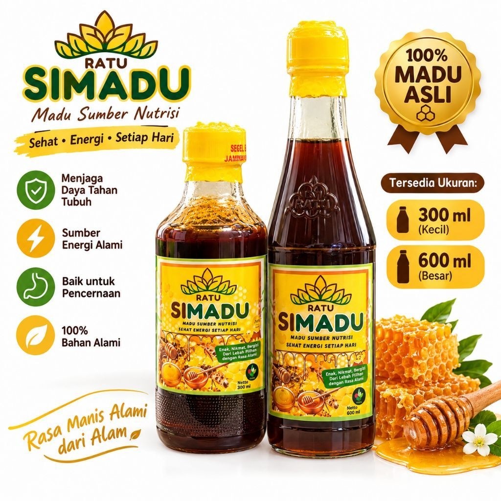 Ratu Simadu Madu Asli 100% Bahan Alaminya Rasa Manis Alami dari Alam 300 & 600ml