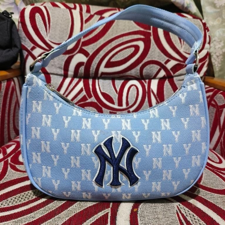 Tas Shoulder Bag Wanita MLB Monogram Jaquard Blue Original Kondisi Second Pemakaian
