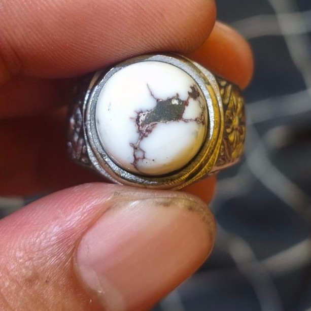 Cincin Batu Akik Pirus Putih Tibet