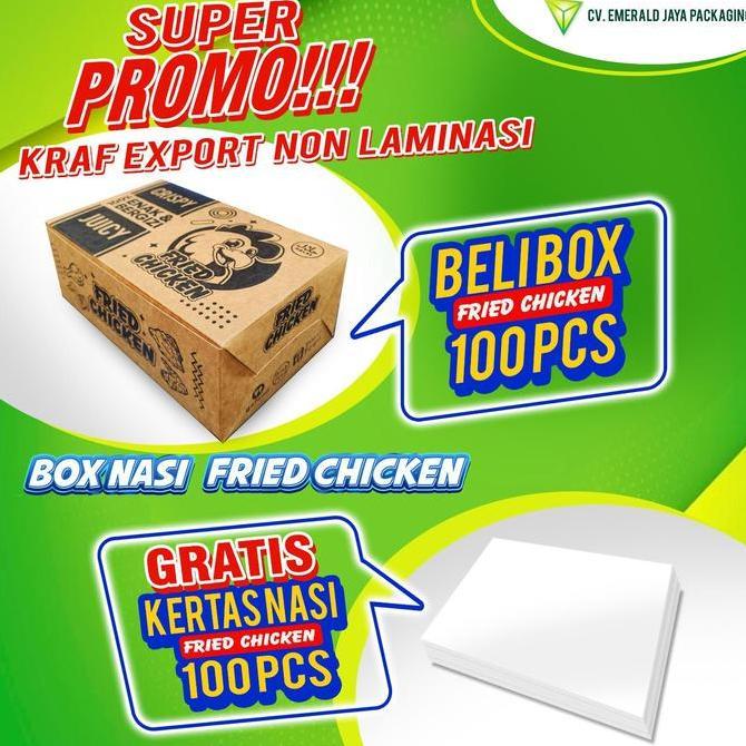 Isi 100 Box Nasi Fried chicken + Free Kertas Nasi | Dus Nasi Ayam Crispy, Ayam Geprek - Eco Friendly