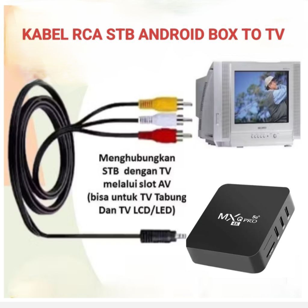 KABEL RCA TV BOX MXQ 1 to 3 CABLE RCA ANDROID BOX KE TV TABUNG  KABEL ANDROID TV BOX HDMI KE TV LED