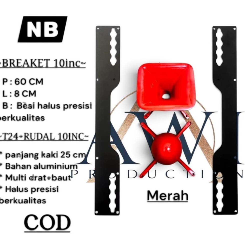 BREAKET 10INC & T24+RUDAL 10 INC PAKET KOMPLIT 10INC