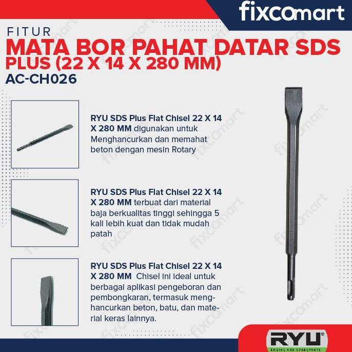 Mata Bor Pahat Datar SDS Plus / SDS Plus Flat Chisel