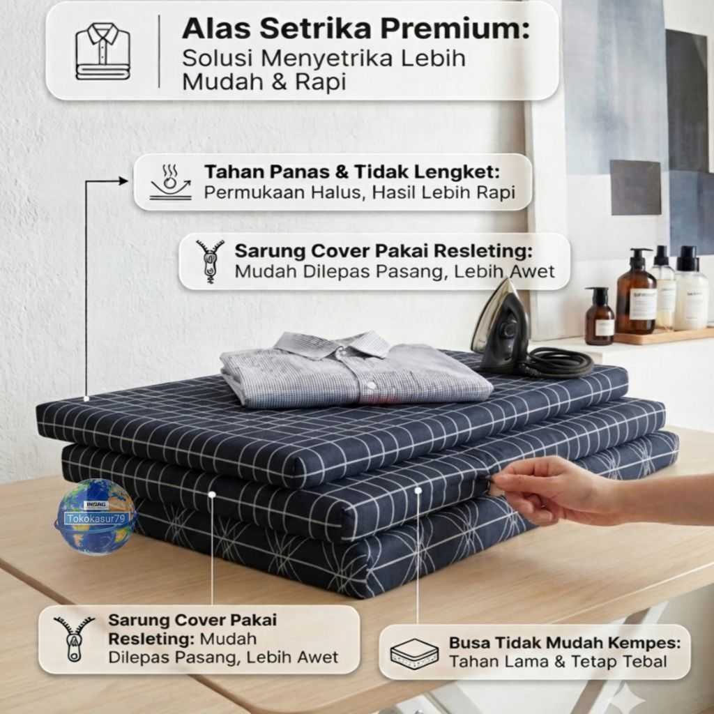 Alas Setrika Inoac Busa hitam 5 cm (Busa hitam super busa khusus untuk alas setrika)