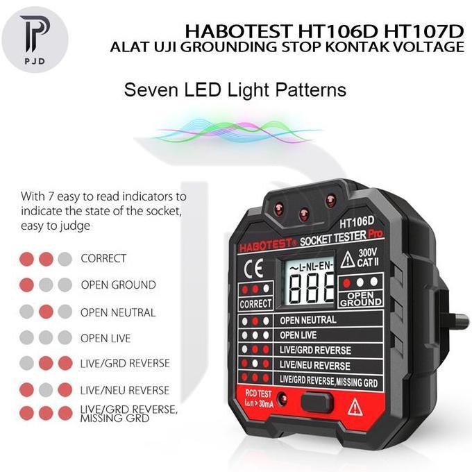 Alat Uji Grounding HABOTEST Stop Kontak Voltage Tester HT106D / HT107D