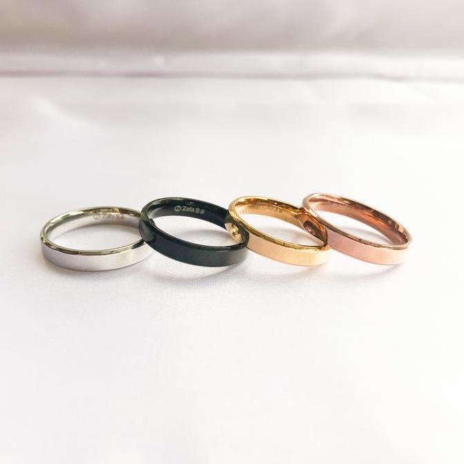 Zafa Cincin Titanium Pria Wanita 6mm 4mm Anti Karat - Smooth