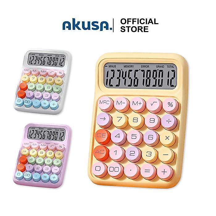 Akusa Calculator Kalkulator Aesthetic 12 Digits Warna Lucu Kalkulator Kantor Sekolah Calculator
