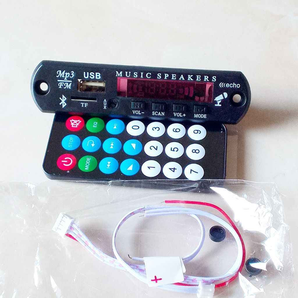 Modul Mp3 Bluetooth Player 5V 12V - Kit Mp3 Bluetooth Player Mic Echo Karaoke + USB Aux Memori Radio