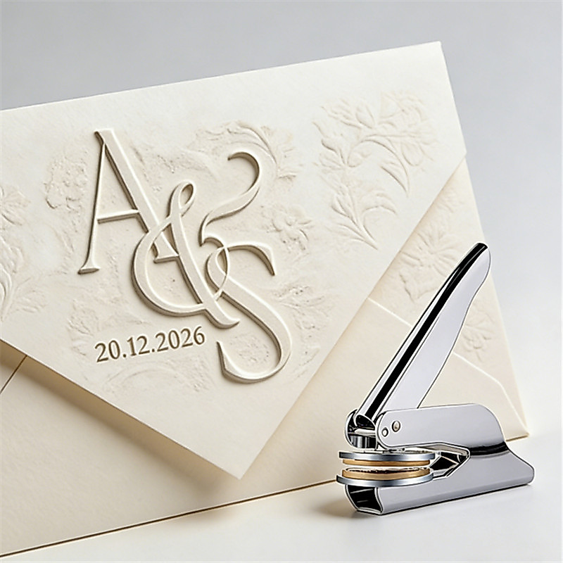 Initials Embosser stamp,Wedding Embosser Personalized Embossing Stamp, Address Stamp, Form the